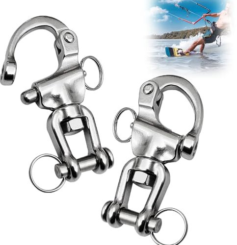 Schnappschäkel, 2 Stück Schäkel Edelstahl, Schäkel Panikhaken, Swivel Eye Snap Shackle Heavy Duty Snap Schäkel Quick Release Marine Swivel Schäkel D-Links Haken für Segelboot Spinnaker Halyard - 70mm