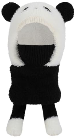 Happy Cherry Hatt vinter pojke flicka huvtröja barn balaclava termisk barn balaclava vindtät mössa och halsduk, svart, 4-10 år