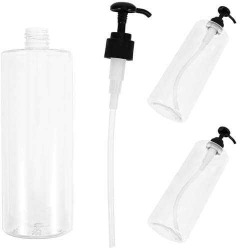 Alipis 3Pcs 500Ml Refillable Press Pump Bottles Set, Round Shoulder Empty Subpackaging Bottles with Black Pump Head for Shower Gel, Hand Soap, Shampoo, Bathroom Toiletries