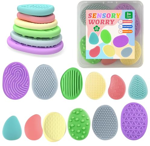 ZMaglorian Fidget Toys Sensory Stones, 6 Pezzi Giocattoli Sensoriali Anti Stress per Bambini e Adulti, Morbido Silicone