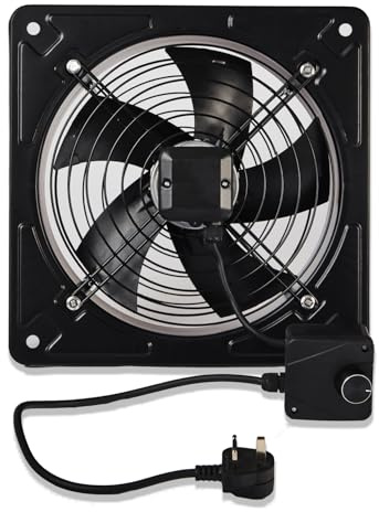 Powerstar Electricals LTD Metal Industrial Ventilation Extractor Axial Exhaust Commercial Air Blower Fan 2400 RPM, 6480 m3/h (16 Inches With Speed Controller)