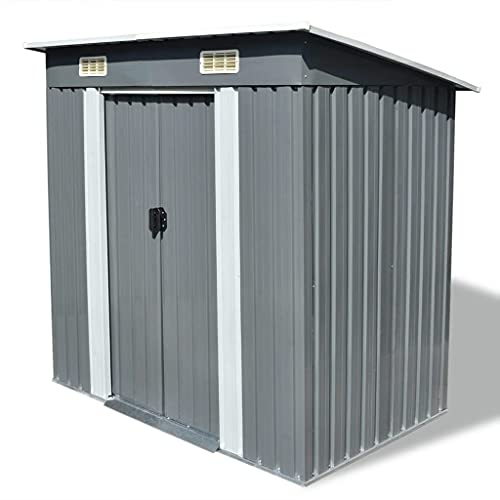 vidaXL Gerätehaus Metall Grau Geräteschuppen Gartenhaus Garten Schuppen Lager