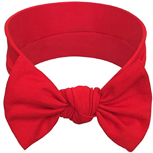 BABYGIZ Baby Girl Headbands with Bows – Soft Cotton Baby Headbands for Infant & Toddler Girls – Handmade Stretchy Hair Accessories (Red)