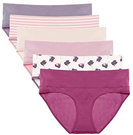 Intimate Portal Maternity Underwear Cotton Pregnancy Postpartum Panties Foldable Under the Bump Briefs 6 Pack Floreus M