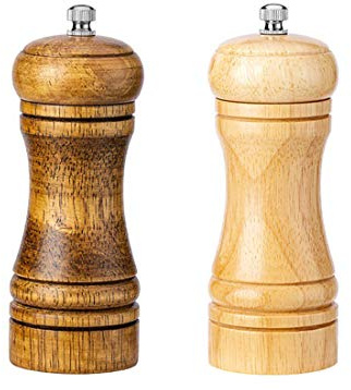 Yolistar Einstellbar Handbuch Hölzern Salz- und Pfeffermühle, Keramikkern Handshaker Gewürzmühlen 2pcs 5inch, Pfeffermühle für den Professionellen und Privaten Küchengebrauch