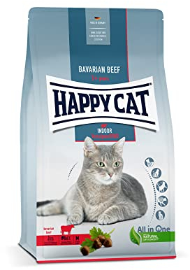 Happy Cat 70592 - Indoor Adult Voralpen Rind - Katzen-Trockenfutter für ausgewachsene Katzen und Kater - 1,3 kg Inhalt