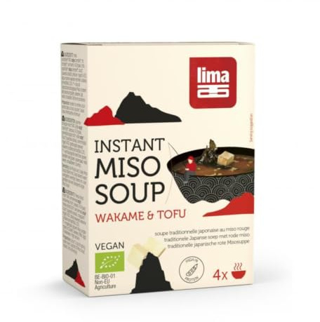 Lima - Sopa De Miso Rojo Instantánea Con Wakame Y Tofu 4 x 10 Gramos
