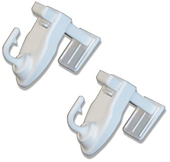 Juego de 2 soportes de barra de cortina sin taladro - Ganchos a presión no adhesivos para barras de cortina ligeras y visillos - Fijación de barra de ventana extraíble - Color blanco mate