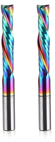 EU_HOZLY Rivestimento DLC, UP Down Cut 2 Flauti Utensile di fresatura in carburo a spirale Punte del router di CNC Fresa a compressione Gambo da 6mm Diametro di taglio da 6mm CEL 32mm (6x6x32 mm, 2)