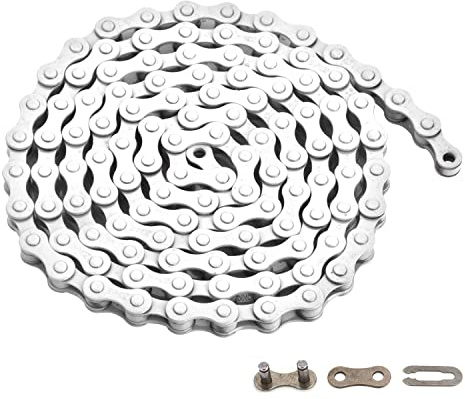 zonkie Fahrrad Kette 1-Fach 1/2 x 1/8 Inch, 122 Glieder (Weiß)
