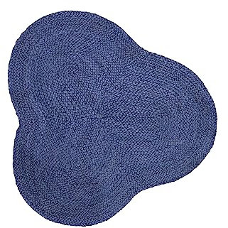 carpetfine Juteteppich Alia Sonderform Blau 90x90 cm handgewebt aus Jute | Moderner Naturteppich Uni im Boho - Style Teppich Oval für Wohnzimmer, Schlafzimmer und Küche