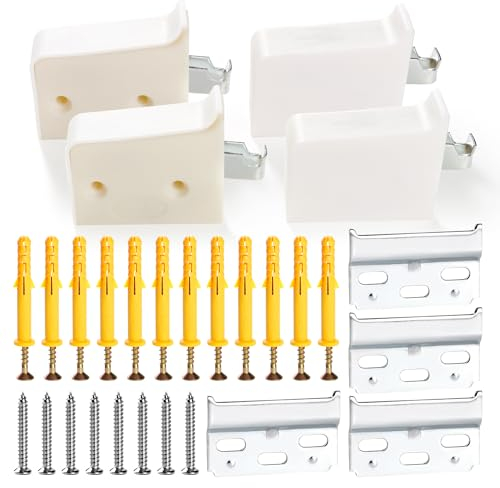 VooGenzek 4 Piezas Ganchos de Fijación para Muebles Suspendidos, Soportes para Muebles Suspendidos, Soportes de Suspensión de Gabinete, Peso del Rodamiento: 50kg, Blanco