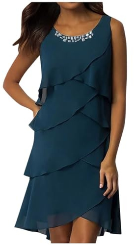 WVONIF Robe D'été Femme Pas Cher Femmes Robe Longue Bohème Col V Taille Haute Imprimé Cocktail Party sans Manches Été Élégant Vetement Femme A La Mode Robe （ Marine, L