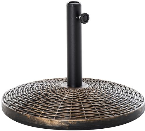 Outsunny Pied de Parasol Rond Base de lestage Ø 53 x 40 cm Poids Net 25 KG HDPE et Ciment Noir Bronze