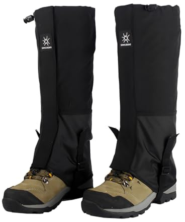 OIGWBPH 1 par de polainas impermeables y transpirables unisex para exteriores, protectores para botas para senderismo, caminata, escalada, ciclismo (negro)