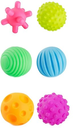 BEAHING Baby Sensory Balls 6 PCS Baby Catch Massage Balles avec BB Sound Boules de Saisie colorée pour Les Enfants bébé, Baby Sensory Balls