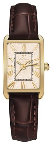 Timever Damen Armbanduhr Quarzuhr Analog, mit Lederarmband, 3 Zeiger, 32 mm Gehäusegröße, 3 ATM Wasserdicht,Römische Zahlen