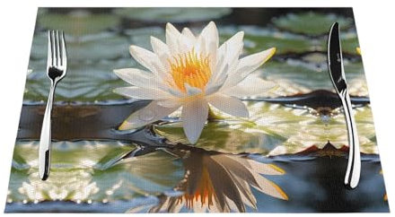 Tovaglietta in tessuto, 4 pezzi, resistente al calore, facile da pulire, adatta per feste all'aperto, decorazione da cucina, accessori da tavola, 30,5 x 45,7 cm, motivo floreale nazionale thailandese