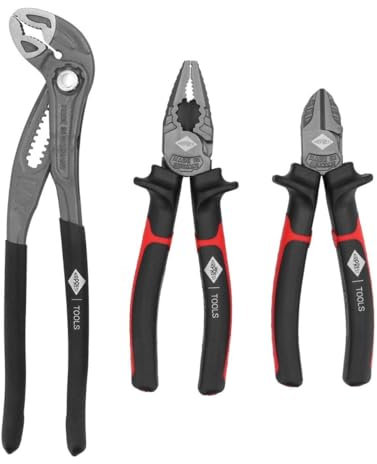 AIRPRESS - Juego de alicates profesional - 3 piezas Alicate universal 180 mm- Alicate de corte lateral 160 mm- Alicate pico de loro MX 250 mm
