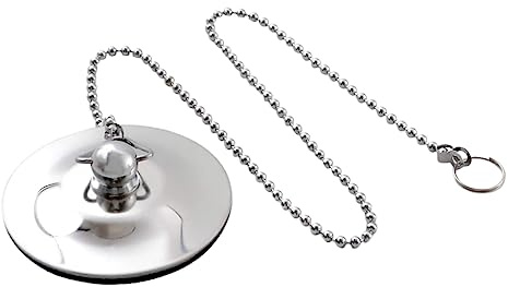 Sosoport Tapón De Bañera De Acero Inoxidable con Base De Goma Antideslizante, Tapón De Drenaje con Cadena para Lavabo y Baño, Resistente Al Calor, Accesorio Práctico para Bañeras y Fregaderos