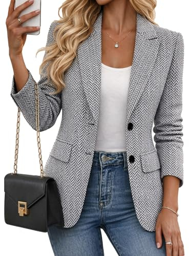 Mina Self Tweed Blazers Jacket for Women 2026 Spring Black Womens Blazer Business Casual Capsule Wardrobe Old Money Clothes Funeral Dressy Fashion Trendy Work Office Women's Blazers & Suit Jackets