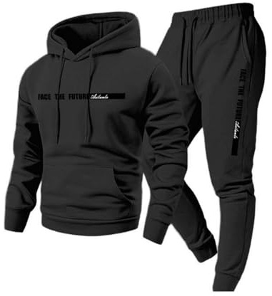 Generisch Sportanzug Herren Baumwolle Teiler Track Winter Zubehör Gym Tracksuit Baggy Kuschelig Übergröße Gym Jogging Men Streatwear Fleece Winter Sport Klamotten Laufbekleidung Herren XXL