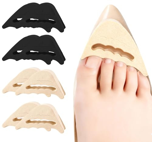 4 Pairs Shoe Toe Inserts, Adjustable Shoe Filler Inserts for Too Big Shoes, Heel Cushions for Women Men, Toe Cushion Fillers, Half-Size Cushion Insoles f-or Loose Shoes Prevent Heel Sliping