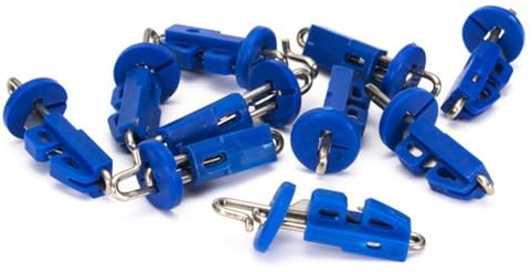 FUANA 10 Stück Seefischköder-Release-Clip, Splash Down Solo-Haken, Breakaway-Stil, 40 x 8 mm, ABS + Edelstahl, für Haken bis 6/0, Blau