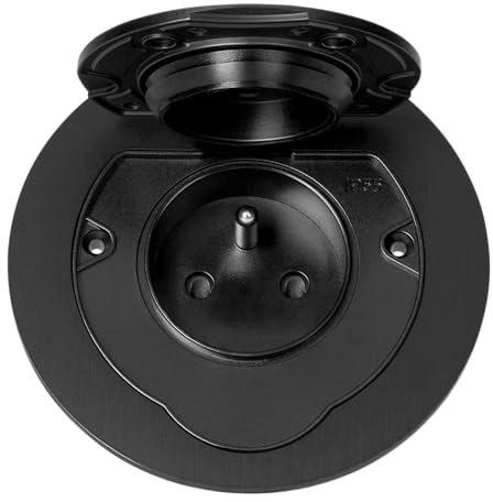 MIRATIC Prise de Courant Encastrable Plan de Travail Cuisine et Bureau Ronde IP55 Étanche avec Clapet de Protection Prise Électrique Murale Type E 16A 3680W Extérieur et Intérieur (noir)