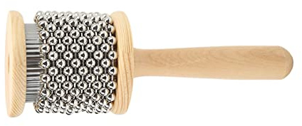 RiToEasysports Träkabasa, Handvevat Musikinstrument med Ergonomiskt Trähandtag och Stålkulor, för Barn Från 4 år (Trumpet Cabasa)