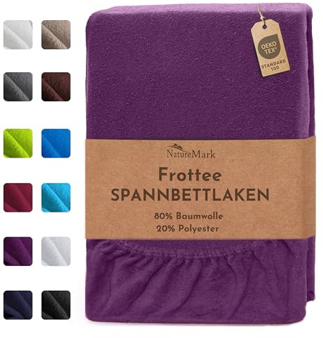 NatureMark Drap-Housse en éponge – Doux et Respirant, respectueux de la Peau, Pratique et Facile d’Entretien, Durable et résistant, 80% Coton & 20% Polyester,140 x 200-160 x 200 cm, Lilas