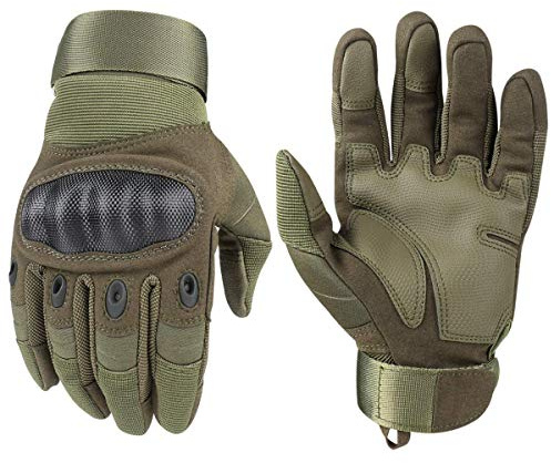 Nioslier Outdoor Joint Protection Gloves, Hard Knuckle Full Finger Touch Screen Gloves for Men & Women Cycling Motorcycle Hiking Camping Training (Army Green, XL)