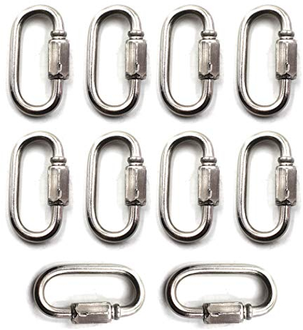 M6 Lock Quick Link Chain Connector 304 Stainless Steel Screw Lock Carabiner Pack Of 10