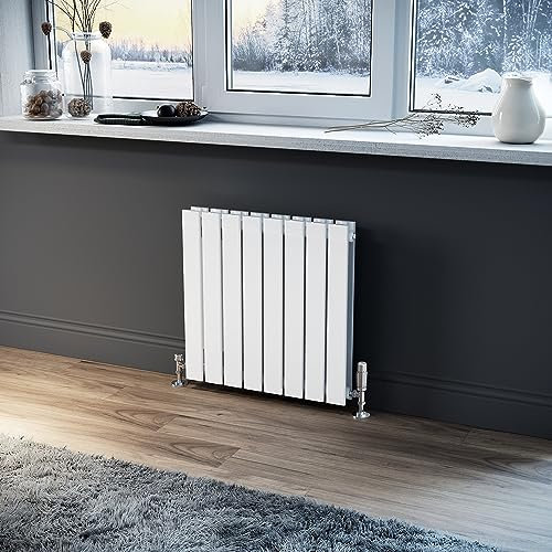 ELEGANT 600 x 600 mm Designer Horizontal Radiator White Double Flat Panel Bathroom Premium Radiators Modern Wall Mounted/Up Standing Slim Radiators for Bathroom/Kitchen/Living Room