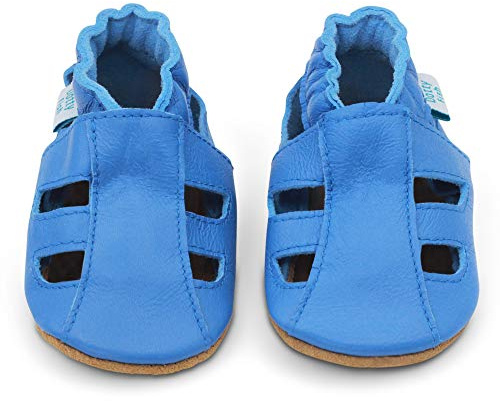 Dotty Fish Sandales Bébé Cuir Semelle Souple - Bleu 6-12 mois