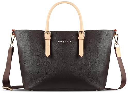 bugatti Ella Shopper Handtasche für Damen M, Damenhandtasche, Schultertasche in braun
