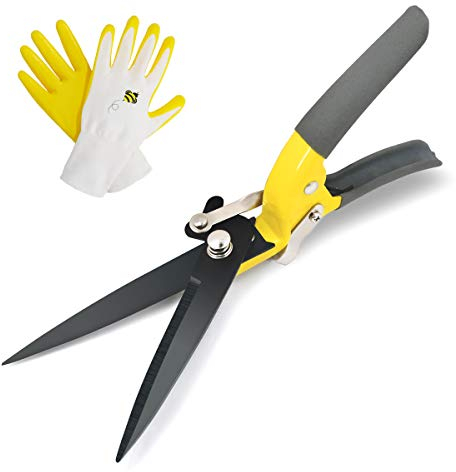 Jardineer Grass Cutter Manual with Sharp Blade, Hand Grass Shears, Smooth Cut Grass Shears with Non-Slip Grip, Garden Shears for Grass
