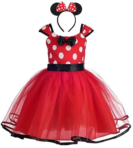 Dressy Daisy Baby Girl Polka Dots Fancy Dress Up Costume Birthday Party Tulle Dresses with Headband Size 18-24 Months Red 203