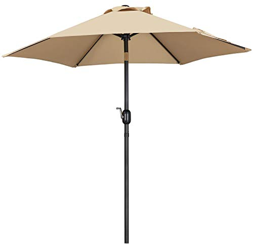 Yaheetch Sonnenschirm Ø 230cm Marktschirm Gartenschirm mit Kurbel Wasserdicht Terrassenschirm Rund Sonnenschutz