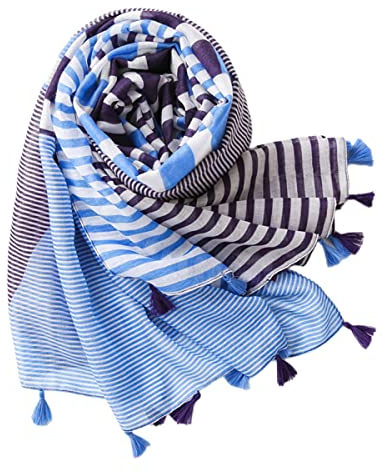 FAIRYGATE Schal für Damen blau gestreifter Schals Elegantes Accessoire für Frauen Halstuch SchulterTuch Viskose Stola Scarves 23011