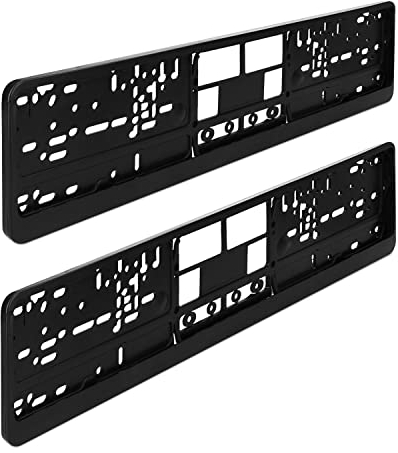 Navaris 2X KFZ Kennzeichenhalter - für europäische Standard Kennzeichen 52 x 11cm - Auto Nummernschild Halterung Set - Autokennzeichen Halter in Schwarz