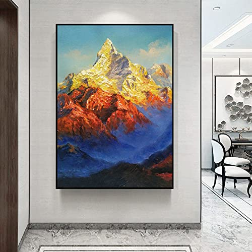 Quadri Astratti Dipinti A Mano Su Tela,100% Dipinto A Mano Extra Large Stereoscopico Con Coltello Strutturato Pittura Acrilica Astratta Moderna Montagna Dorata Senza Cornice, Pop Cool Dipinti Arte Mu