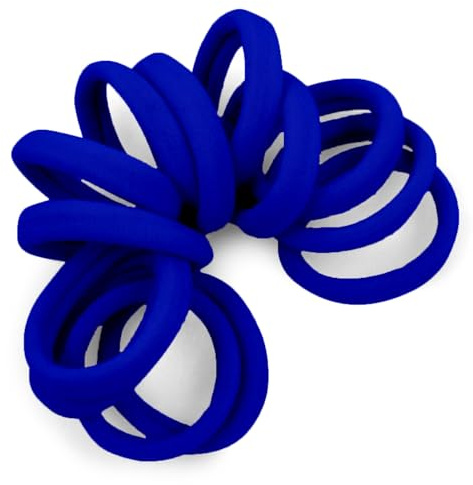 Cyndibands Seamless Hair Ties - Royal Blue - Gentle Hair Ties No Damage, Standard Size 1.5 Inch, Soft and Stretchy Nylon Fabric Ponytail Holders - 12 Count