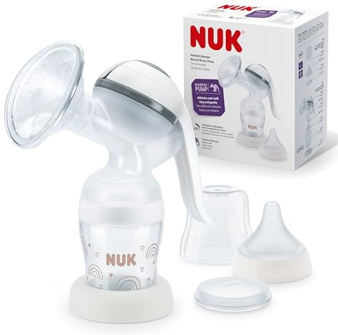 NUK Manual Breast Pump | Soft Silicone Cushion | Ergonomic Lever | With Perfect Match Baby Bottle | 150ml