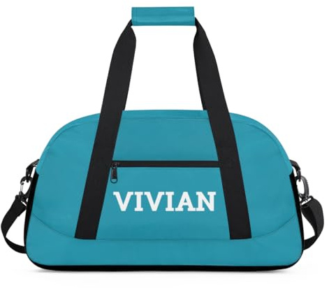 Foerrkelg Personalize-Kids-Duffel-Bags With Custom Name Text Carry-On Overnight Travel Gym Lightweight Dance Sports Bags For Girls Boys Kids,Blue Green
