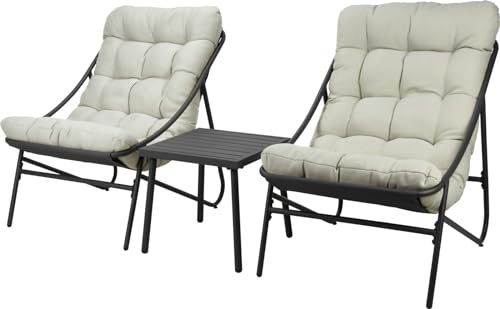 Koopman International Ambiance 3pc Garden Furniture Patio Balcony Set with Cushions (Grey)
