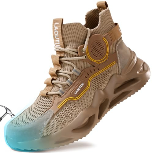LAoutun Steel Toe Shoes for Men Women Work Shoes Safety Sneakers Shoe Comfortable Lightweight Puncture Proof Slip on Indestructible