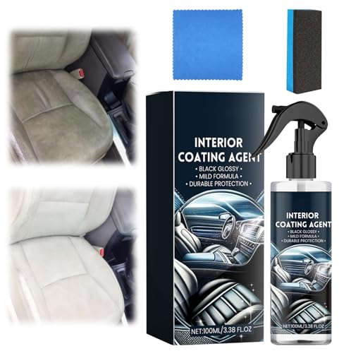 KOIROI Limpiador interior del coche, limpiador de cabina de coche, kit de limpieza con esponja toalla, limpieza de cuero para todas las superficies, incluyendo plástico, cuero y tapicería
