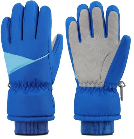 TBoonor Ski Handschuhe Kinder, Winterhandschuhe mit warmem und atmungsaktivem Fleece-Innenfutter, Kinderhandschuhe wasserdicht und Winddicht,Fahrradhandschuhe für Jungen und Mädchen von 3-12 Jahren