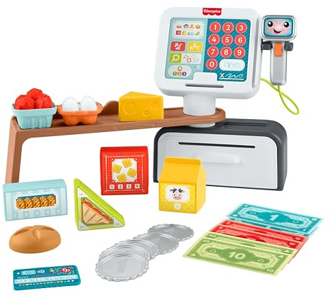 Fisher-Price - Registratore di Cassa, Set per l'apprendimento con Oltre 150 Canzoni, Suoni e Frasi, 20 Accessori Inclusi, Versione Italiano +UK+FR+DE, Giocattolo per Bambini, 2+ Anni, JGW97